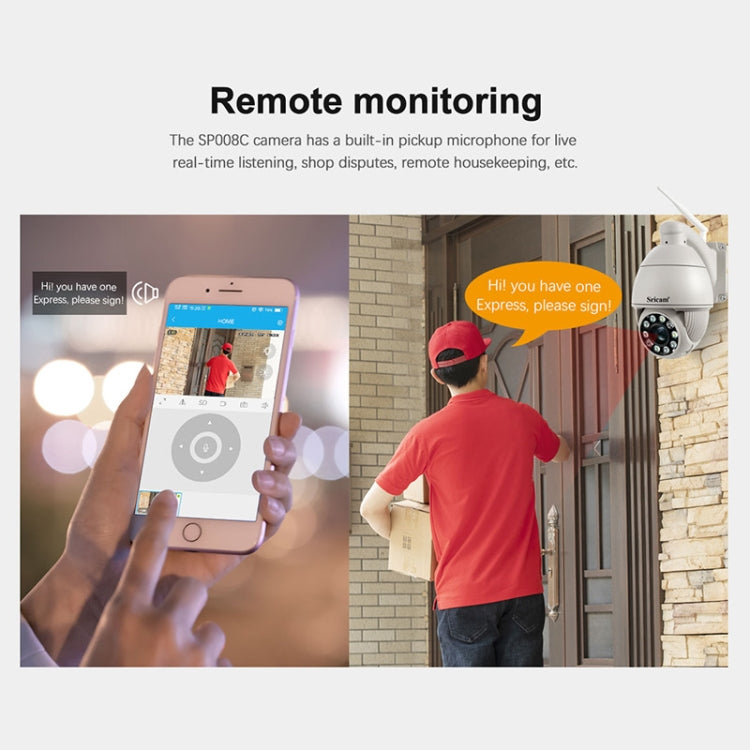 Sricam SP008C 5MP 10X Zoom IP66 Waterproof CCTV WiFi IP Camera Monitor, Plug Type:US Plug(White) - Wireless Camera by Sricam | Online Shopping UK | buy2fix