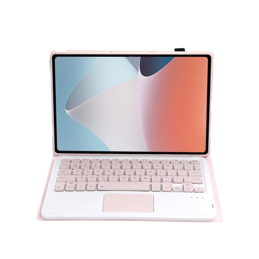 OP12-A Lambskin Texture Ultra-thin Bluetooth Keyboard Leather Case with Touchpad For OPPO Pad Air 10.4 inch(Pink) - OPPO Keyboard by buy2fix | Online Shopping UK | buy2fix