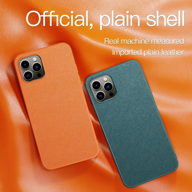 For iPhone 14 Plus Plain Skin Leather Phone Case (Orange) - iPhone 14 Plus Cases by buy2fix | Online Shopping UK | buy2fix
