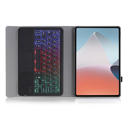 OP12-AS Lambskin Texture Ultra-thin Bluetooth Keyboard Leather Case with Touchpad & Backlight For OPPO Pad Air 10.4 inch(Black) - OPPO Keyboard by buy2fix | Online Shopping UK | buy2fix