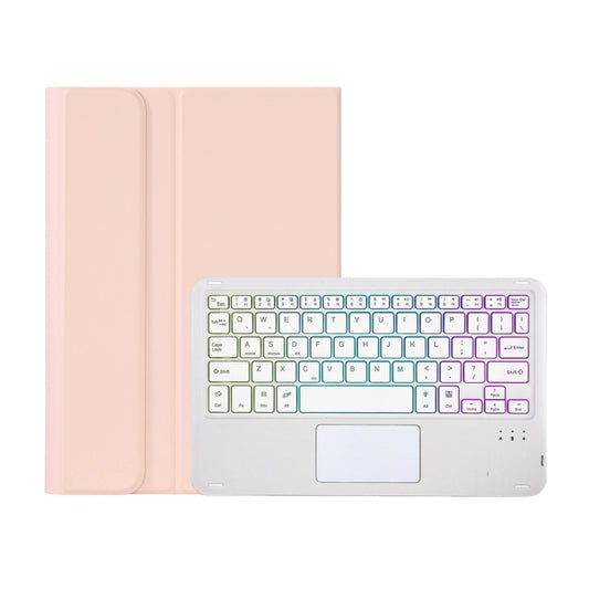 OP12-AS Lambskin Texture Ultra-thin Bluetooth Keyboard Leather Case with Touchpad & Backlight For OPPO Pad Air 10.4 inch(Pink) - OPPO Keyboard by buy2fix | Online Shopping UK | buy2fix