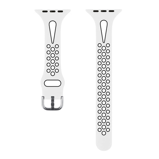 Water Drop Silicone Watch Band For Apple Watch Series 9&8&7 41mm / SE 3&SE 2&6&SE&5&4 40mm / 3&2&1 38mm(White and Black) by buy2fix