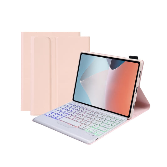 OP12-BS Lambskin Texture Ultra-thin Bluetooth Keyboard Leather Case with Backlight For OPPO Pad Air 10.4 inch(Pink) - OPPO Keyboard by buy2fix | Online Shopping UK | buy2fix