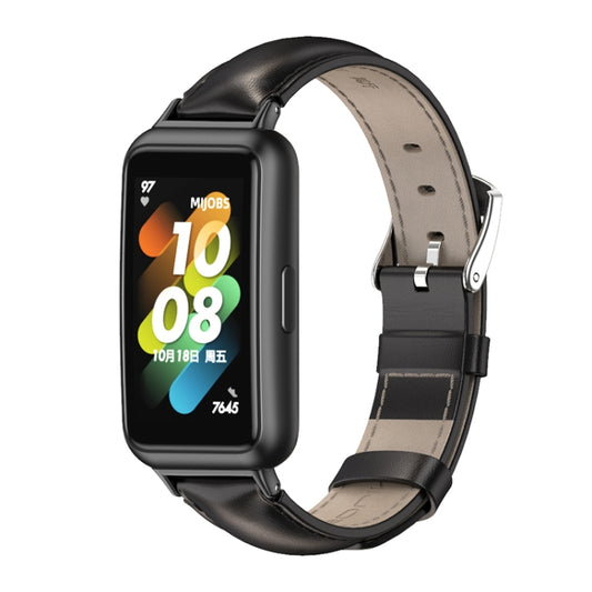 For Huawei Band 7 / 7 NFC MIJOBS Cowhide Leather Watch Band(Black) - Watch Bands by MIJOBS | Online Shopping UK | buy2fix
