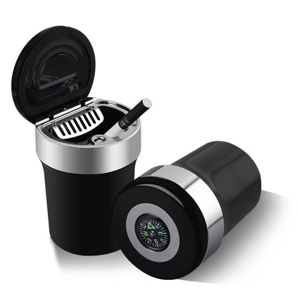 Car Compass Ashtray Built-in LED(Black+Silver) - Ashtrays by buy2fix | Online Shopping UK | buy2fix