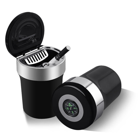 Car Compass Ashtray Built-in LED(Black+Silver) - Ashtrays by buy2fix | Online Shopping UK | buy2fix