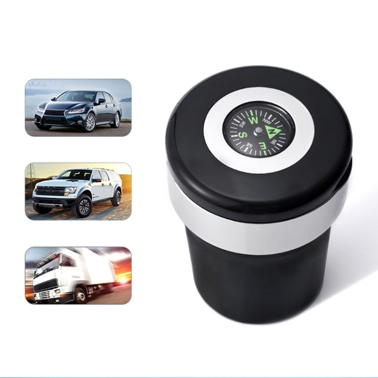 Car Compass Ashtray Built-in LED(Black+Silver) - Ashtrays by buy2fix | Online Shopping UK | buy2fix