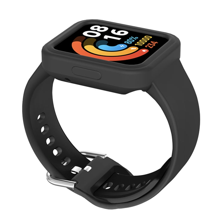 For Xiaomi Redmi Watch / Watch Lite Solid Color Silicone Integrated Watch Band(Black) - Watch Bands by buy2fix | Online Shopping UK | buy2fix