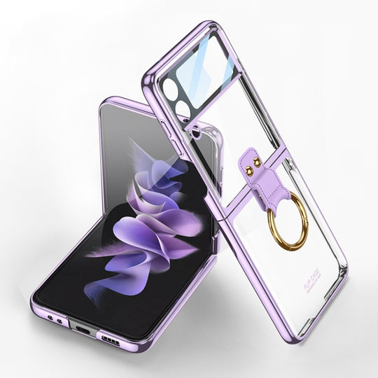 Pour Samsung Galaxy Z Flip4 GKK Étui de téléphone de galvanoplastie intégré avec anneau (violet)