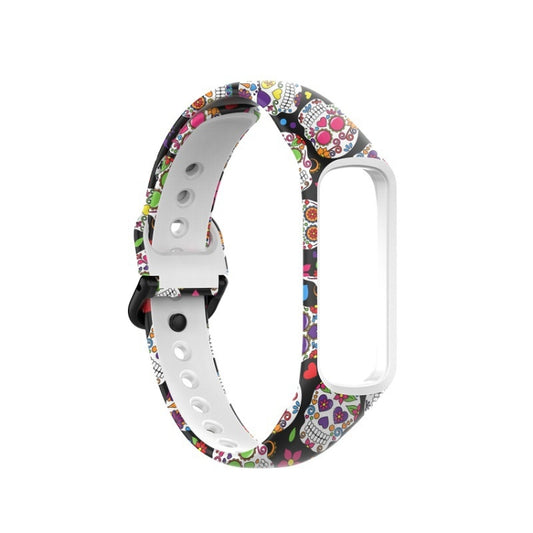For Samsung Galaxy Fit 2 SM-R220 Silicone Printing Watch Band(Colorful Skull) - Watch Bands by buy2fix | Online Shopping UK | buy2fix
