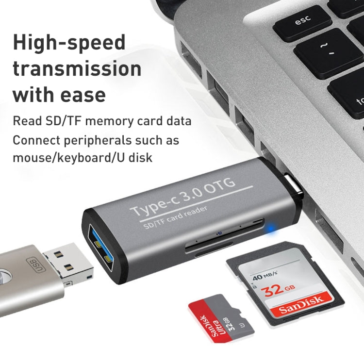 ADS-103 USB 3.0 Female Multifunctional OTG Card Reader(Grey) by buy2fix