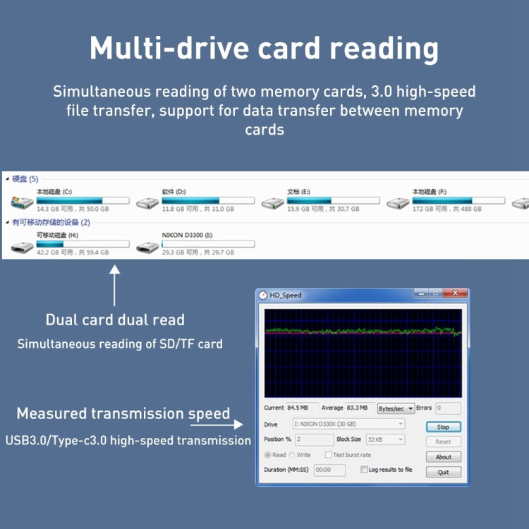 ADS-105 USB 3.0 Multi-function Card Reader(Silver) by buy2fix
