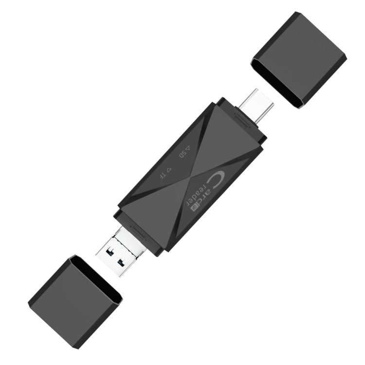 ADS-218 8 Pin+USB+Type-C Multi-function Card Reader(Black) by buy2fix