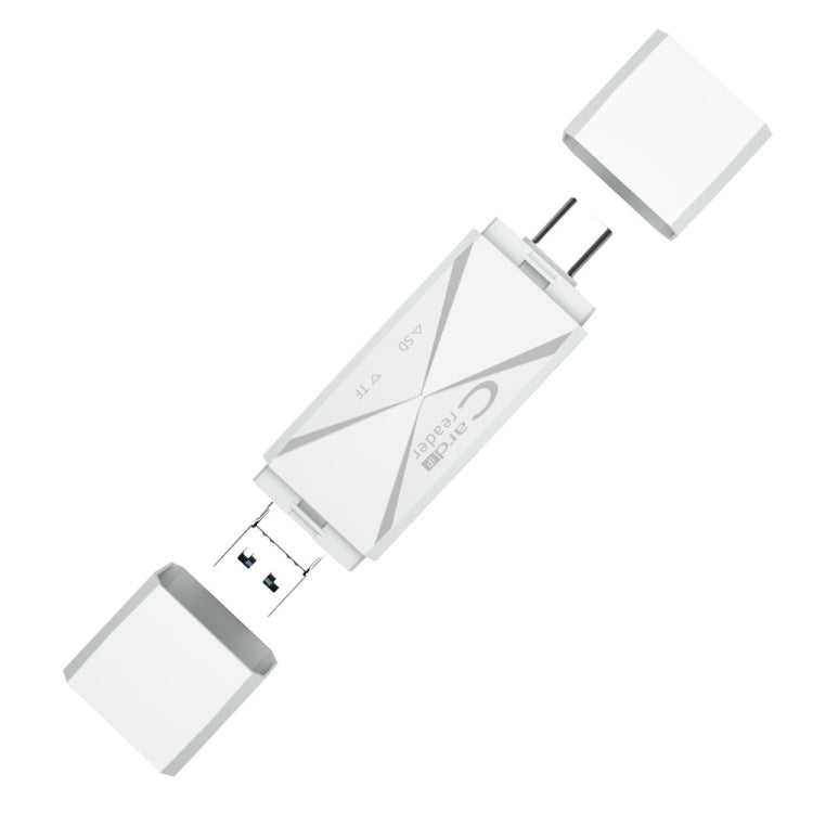 ADS-218 8 Pin+USB+Type-C Multi-function Card Reader(White) by buy2fix