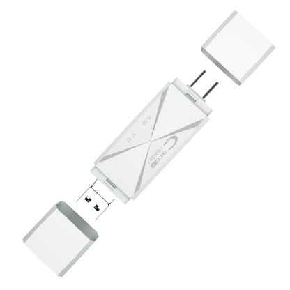 ADS-218 8 Pin+USB+Type-C Multi-function Card Reader(White) by buy2fix