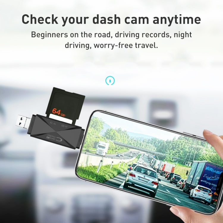 ADS-218 8 Pin+USB+Type-C Multi-function Card Reader(White) by buy2fix