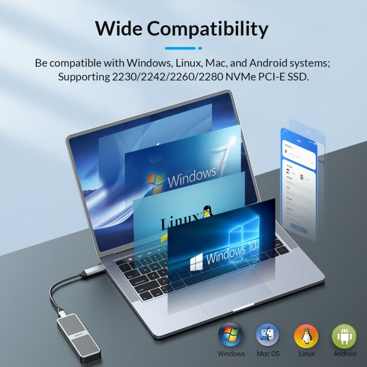 ORICO M224C3-U4-GY M.2 NVME 40Gbps SSD Enclosure(Grey) by ORICO