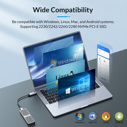 ORICO M224C3-U4-GY M.2 NVME 40Gbps SSD Enclosure(Grey) by ORICO