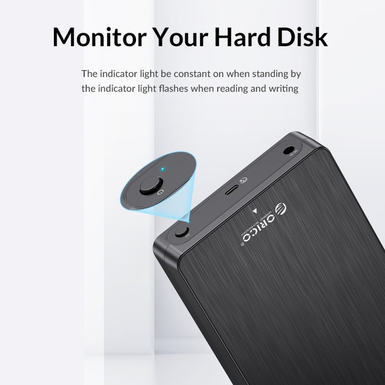 ORICO HM25U3 2.5 inch USB3.0 Micro-B Hard Drive Enclosure, Plug:US Plug(Black) by ORICO