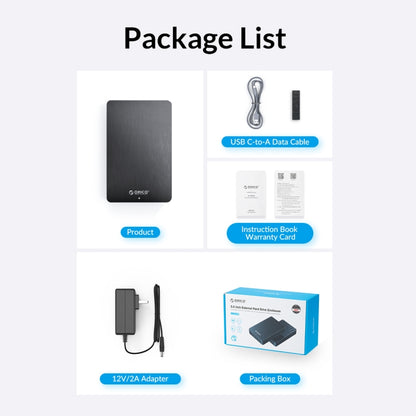 ORICO HM25C3 2.5 inch USB3.1 Gen1 Type-C Hard Drive Enclosure, Plug:EU Plug(Black) by ORICO