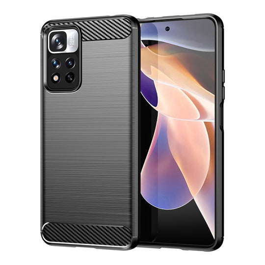For Xiaomi Redmi Note 11 Pro / Note 11 Pro+ Brushed Texture Carbon Fiber TPU Case(Black)
