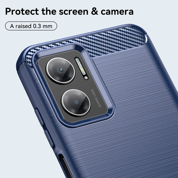 For Xiaomi Redmi 10 Prime+ 5G Brushed Texture Carbon Fiber TPU Case(Blue) by buy2fix