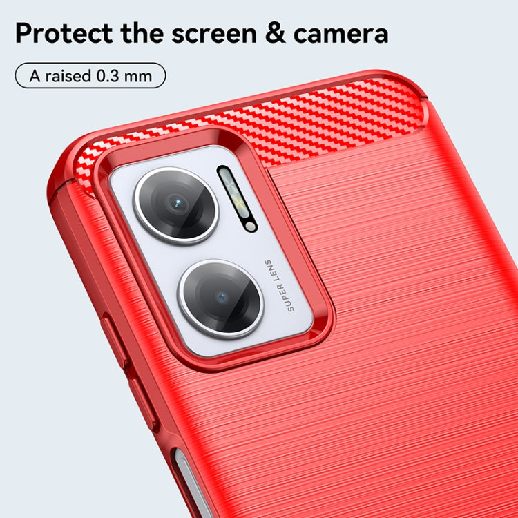 For Xiaomi Redmi 10 Prime+ 5G Brushed Texture Carbon Fiber TPU Case(Red) by buy2fix
