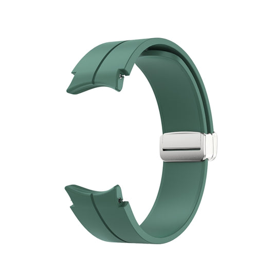 For Samsung Galaxy Watch5 40&44mm / Pro 45mm Folding Silver Buckle Silicone Watch Band(Army Green) - Watch Bands by buy2fix | Online Shopping UK | buy2fix