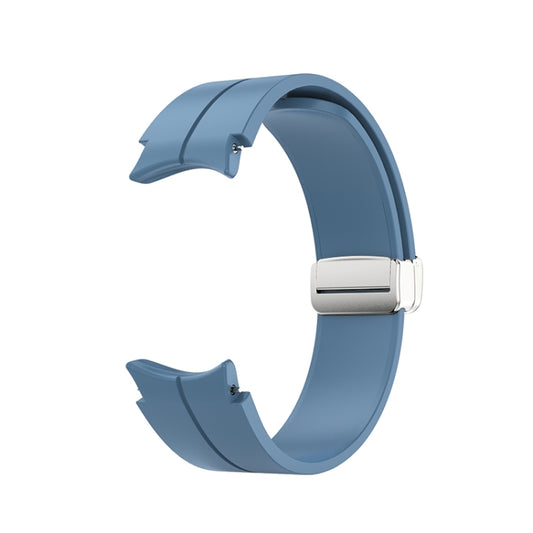 For Samsung Galaxy Watch5 40&44mm / Pro 45mm Folding Silver Buckle Silicone Watch Band(Blue) - Watch Bands by buy2fix | Online Shopping UK | buy2fix