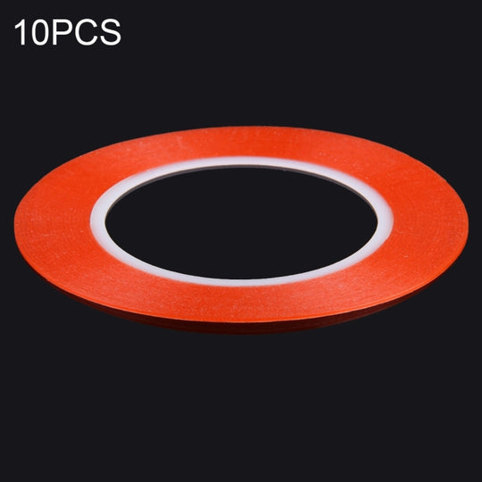 10 PCS ruban adhésif double face de 1 mm de largeur, longueur: 25 m (rouge)