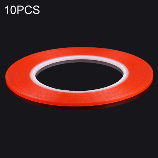 10 PCS ruban adhésif double face de 3 mm de largeur, longueur: 25 m (rouge)