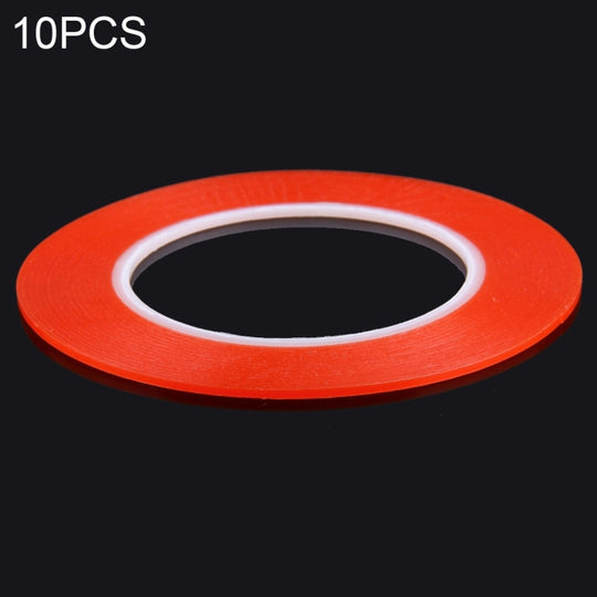 10 PCS ruban adhésif double face de 5 mm de largeur, longueur: 25 m (rouge)
