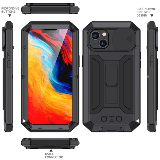 For iPhone 14 R-JUST Shockproof Life Waterproof Dust-proof Case (Black) - iPhone 14 Cases by R-JUST | Online Shopping UK | buy2fix