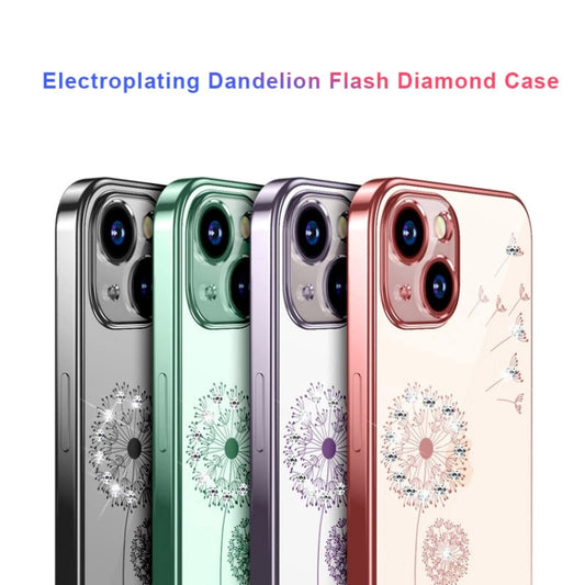 For iPhone 14 Pro Max Electroplating Diamond Dandelion TPU Phone Case (Purple) - iPhone 14 Pro Max Cases by buy2fix | Online Shopping UK | buy2fix