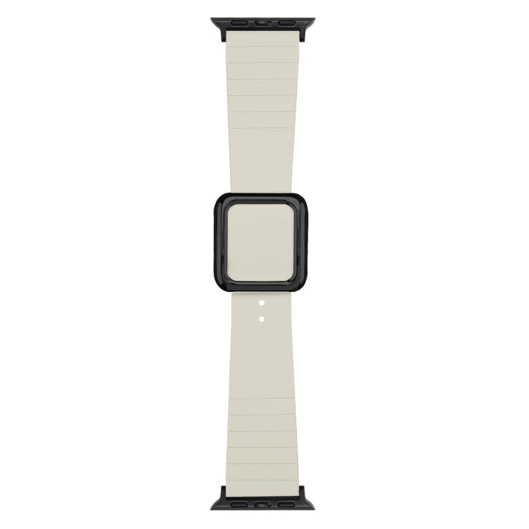 Black Square Buckle Silicone Watch Band For Apple Watch Series 9&8&7 41mm / SE 3&SE 2&6&SE&5&4 40mm / 3&2&1 38mm(Beige) by buy2fix