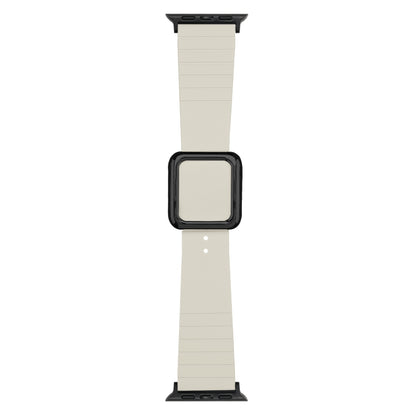 Black Square Buckle Silicone Watch Band For Apple Watch Series 9&8&7 41mm / SE 3&SE 2&6&SE&5&4 40mm / 3&2&1 38mm(Beige) by buy2fix