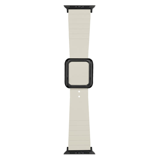 Black Square Buckle Silicone Watch Band For Apple Watch Series 9&8&7 41mm / SE 3&SE 2&6&SE&5&4 40mm / 3&2&1 38mm(Beige) by buy2fix