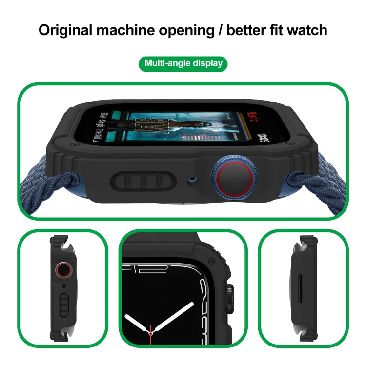 2 in 1 Screen Tempered Glass Film Protective Case For Apple Watch Series 9 / 8 / 7 41mm(Black) - Watch Cases by buy2fix | Online Shopping UK | buy2fix