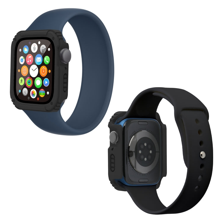 2 in 1 Screen Tempered Glass Film Protective Case For Apple Watch Series 9 / 8 / 7 41mm(Black) - Watch Cases by buy2fix | Online Shopping UK | buy2fix