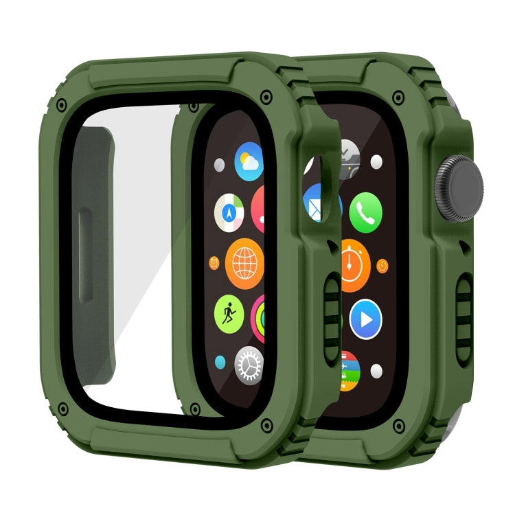 2 in 1 Screen Tempered Glass Film Protective Case For Apple Watch Series 6 / 5 / 4 / SE 40mm(Army Green) by buy2fix