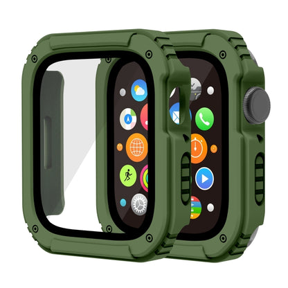 2 in 1 Screen Tempered Glass Film Protective Case For Apple Watch Series 6 / 5 / 4 / SE 40mm(Army Green) by buy2fix