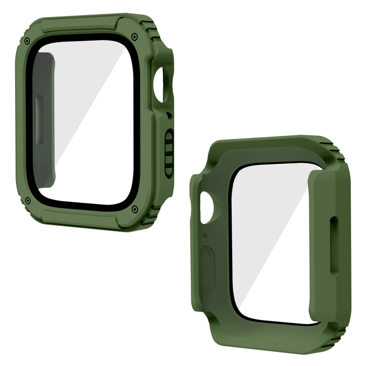 2 in 1 Screen Tempered Glass Film Protective Case For Apple Watch Series 6 / 5 / 4 / SE 40mm(Army Green) by buy2fix