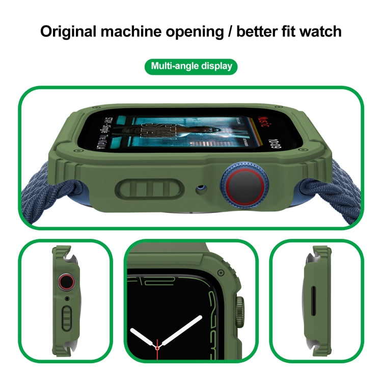 2 in 1 Screen Tempered Glass Film Protective Case For Apple Watch Series 6 / 5 / 4 / SE 40mm(Army Green) by buy2fix