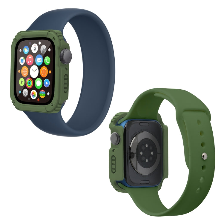 2 in 1 Screen Tempered Glass Film Protective Case For Apple Watch Series 6 / 5 / 4 / SE 40mm(Army Green) by buy2fix
