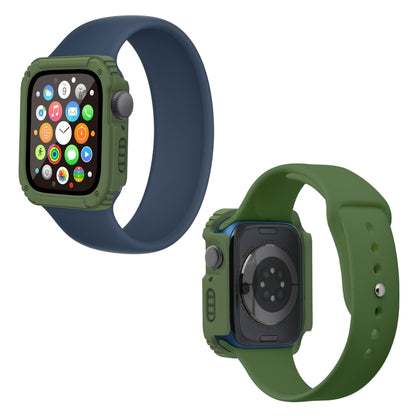 2 in 1 Screen Tempered Glass Film Protective Case For Apple Watch Series 6 / 5 / 4 / SE 40mm(Army Green) by buy2fix