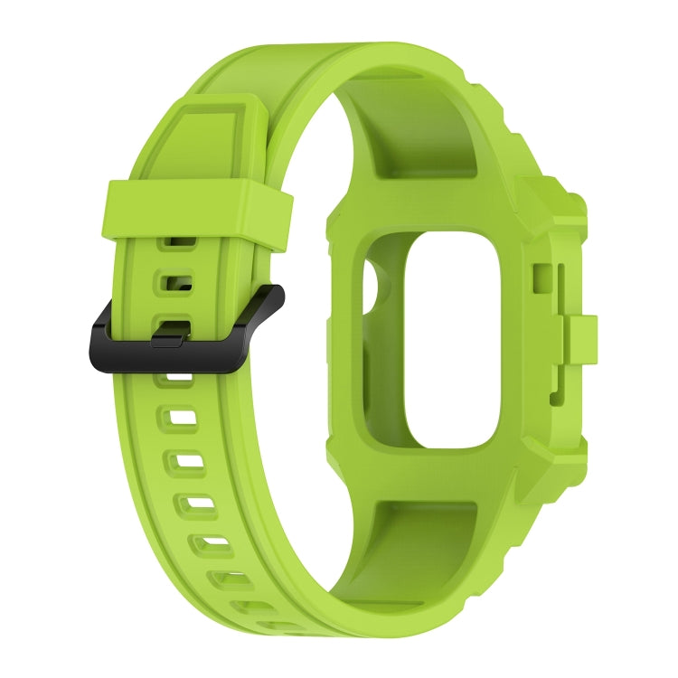 Integrated Silicone Watch Band For Apple Watch Series 8&7 45mm / SE 2&6&SE&5&4 44mm / 3&2&1 42mm(Lime Green) by buy2fix