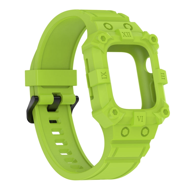 Integrated Silicone Watch Band For Apple Watch Series 8&7 45mm / SE 2&6&SE&5&4 44mm / 3&2&1 42mm(Lime Green) by buy2fix