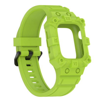 Integrated Silicone Watch Band For Apple Watch Series 8&7 45mm / SE 2&6&SE&5&4 44mm / 3&2&1 42mm(Lime Green) by buy2fix