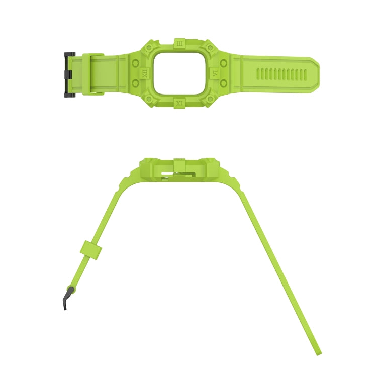 Integrated Silicone Watch Band For Apple Watch Series 8&7 45mm / SE 2&6&SE&5&4 44mm / 3&2&1 42mm(Lime Green) by buy2fix