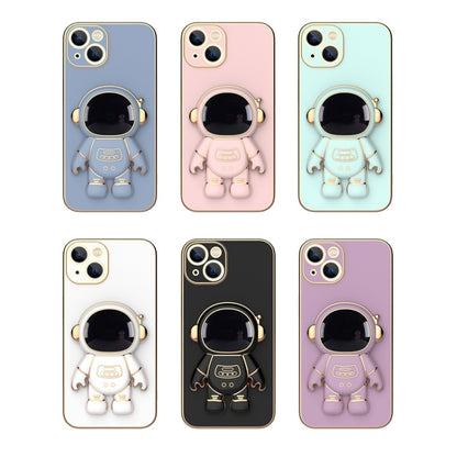 For iPhone 14 Plating Astronaut Holder Phone Case (Sierra Blue) by buy2fix